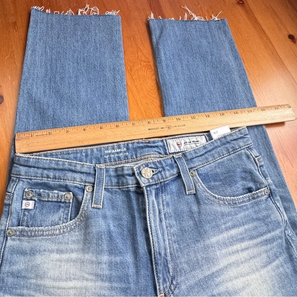 AG Adriano Goldschmied the Isabelle high rise straight cropped jeans size 27r - Picture 8 of 14